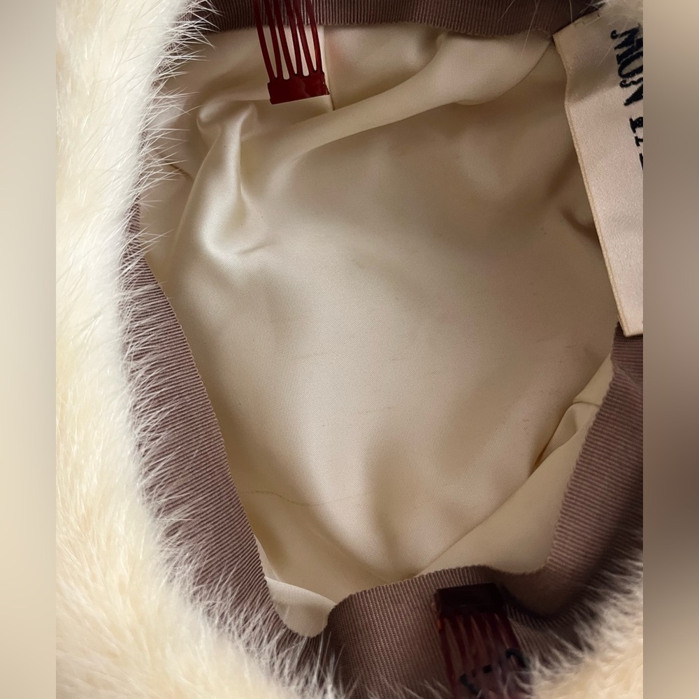Vintage Genuine White Mink Fur Hat - Picture 10 of 13